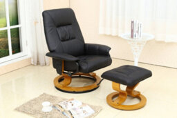 More4Homes Tuscany Bonded Leather Black Swivel Recliner Massage Chair W Foot Stool Armchair 8 Motor Massage Unit Built In