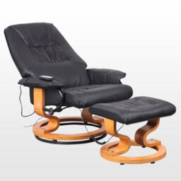 More4Homes Tuscany Bonded Leather Black Swivel Recliner Massage Chair W Foot Stool Armchair 8 Motor Massage Unit Built In - thumbnail 4