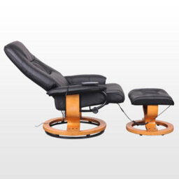 More4Homes Tuscany Bonded Leather Black Swivel Recliner Massage Chair W Foot Stool Armchair 8 Motor Massage Unit Built In - thumbnail 5