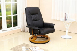 More4Homes Tuscany Bonded Leather Black Swivel Recliner Massage Chair W Foot Stool Armchair 8 Motor Massage Unit Built In - thumbnail 2