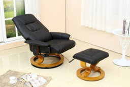 More4Homes Tuscany Bonded Leather Black Swivel Recliner Massage Chair W Foot Stool Armchair 8 Motor Massage Unit Built In - thumbnail 6