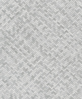Galerie Eden Collection Grey Rattan Chevron Effect Wallpaper Roll - image 1