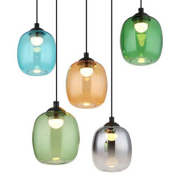 Luminosa Lighting Luminosa Minara Round Cluster Pendant Ceiling Light Matt Black Glass Shade 5X Led 3000K - thumbnail 3