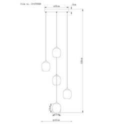 Luminosa Lighting Luminosa Minara Round Cluster Pendant Ceiling Light Matt Black Glass Shade 5X Led 3000K - thumbnail 7