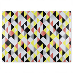 Benjamin Tate Design Yellow Pink & Black Geometric Pattern Glass Chopping Board - thumbnail 2