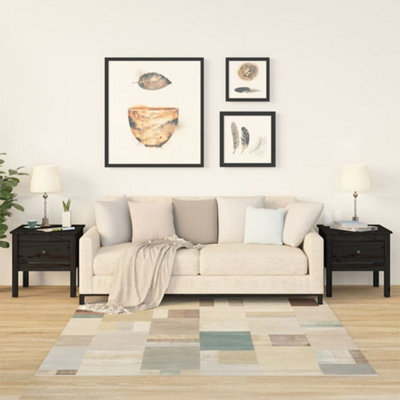 Walplus Side Tables 2 Pcs Black 50X50X49 Cm Solid Wood Pine - image 1