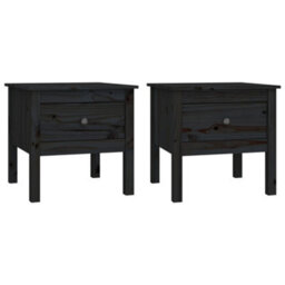 Walplus Side Tables 2 Pcs Black 50X50X49 Cm Solid Wood Pine - thumbnail 2