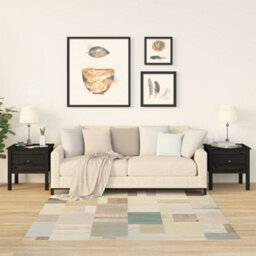 Walplus Side Tables 2 Pcs Black 50X50X49 Cm Solid Wood Pine