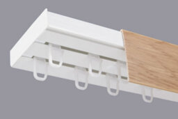 Double Curtain Ceiling Rail Track Pcv 300 Cm (L) Hooks + Light Oak Cover