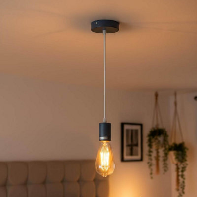 Modern Grey Industrial Pendant Light Adjustable E27 Hanging Ceiling Lamp For Kitchen, Bedroom & Living Room - image 1