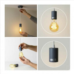 Modern Grey Industrial Pendant Light Adjustable E27 Hanging Ceiling Lamp For Kitchen, Bedroom & Living Room - thumbnail 6