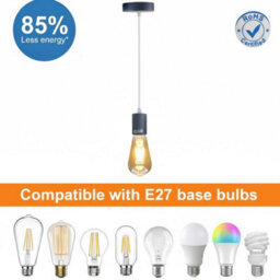 Modern Grey Industrial Pendant Light Adjustable E27 Hanging Ceiling Lamp For Kitchen, Bedroom & Living Room - thumbnail 4