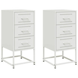 Berkfield Bedside Cabinets 2 Pcs White 36X39X78 Cm Steel - thumbnail 2