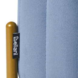 Wyld And Coco Blue Velvet Footstool Ottoman With Gold Metal Legs, 47Cm Square - thumbnail 5