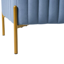 Wyld And Coco Blue Velvet Footstool Ottoman With Gold Metal Legs, 47Cm Square - thumbnail 6