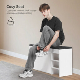 Shoe Bench Shoe Cabinet With Seat Storage And Flip-Up Drawer And Side Shelf Uk - thumbnail 5