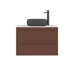 Royal Bathrooms Royal Bathroom Elmore 800mm Terracotta Clay Wall Mounted Countertop Bathroom Vanity Unit 2 Drawer With Milan Black Basin - thumbnail 7