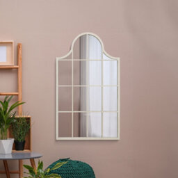 "Mirroroutlet Arcus - White Metal Framed Arched Wall Mirror 41"" X 24"" (104Cm X 62Cm)"