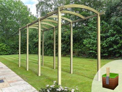 Edecks Extended Colonnade Wooden Garden Pergola (W 1800mm X D 7200mm) With Steel Spikes (2.1M) - image 1
