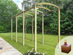 Edecks Extended Colonnade Wooden Garden Pergola (W 1800mm X D 7200mm) With Steel Spikes (2.1M) - thumbnail 4