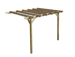 Arbor Garden Solutions Lean To Wooden Garden Pergola Kit - Corbel Design Wall Mounted Gazebo, 3M X 3.6M (Natural Finish) - thumbnail 1