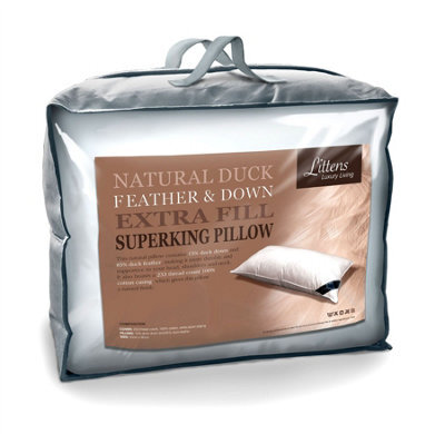 "Littens 50Cm X 90Cm Extra Fill Super King Size Duck Feather & Down Pillow (20"" X 36"")" - image 1