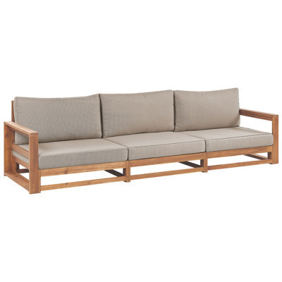 Beliani Garden Sofa 3 Seater Timor Modular Certified Acacia Wood Light Brown - image 1