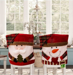 Amorly 3Pcs Christmas Dinner Table Chair Slipcovers, 3D Style Santa Claus And Snowman Chair Back Covers For Indoor Xmas Party Decoration - thumbnail 6