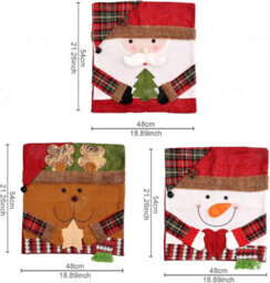 Amorly 3Pcs Christmas Dinner Table Chair Slipcovers, 3D Style Santa Claus And Snowman Chair Back Covers For Indoor Xmas Party Decoration - thumbnail 9
