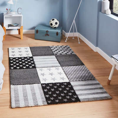 Kids Grey Modern Graphics Pictorial Rug For Dining Room Bedroom & Living Room-120Cm X 170Cm - image 1