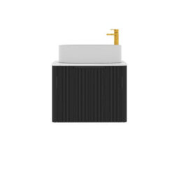 Royal Bathrooms Avenza 600mm Matt Obsidian Black Wall Hung Bathroom Countertop Vanity Unit 1 Drawer With Peak Basin - thumbnail 6