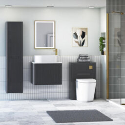 Royal Bathrooms Avenza 600mm Matt Obsidian Black Wall Hung Bathroom Countertop Vanity Unit 1 Drawer With Peak Basin - thumbnail 4