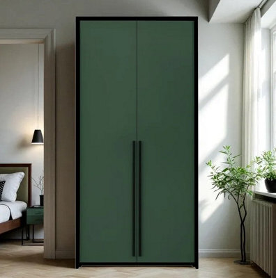 Arte Genua 2-Door Wardrobe In Green Matt With Black Accents - Statement Style, Smart Storage - image 1