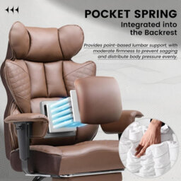 Comhoma Office Chair High Back Pu Leather Executive Desk Chair With Footrest, Ergonomic Big Swivel Reclining Computer Chairs - thumbnail 4