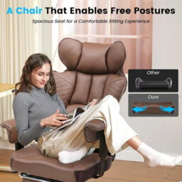 Comhoma Office Chair High Back Pu Leather Executive Desk Chair With Footrest, Ergonomic Big Swivel Reclining Computer Chairs - thumbnail 7