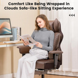 Comhoma Office Chair High Back Pu Leather Executive Desk Chair With Footrest, Ergonomic Big Swivel Reclining Computer Chairs - thumbnail 6