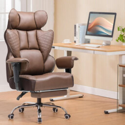 Comhoma Office Chair High Back Pu Leather Executive Desk Chair With Footrest, Ergonomic Big Swivel Reclining Computer Chairs - thumbnail 2