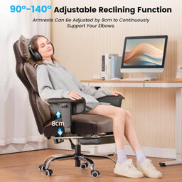 Comhoma Office Chair High Back Pu Leather Executive Desk Chair With Footrest, Ergonomic Big Swivel Reclining Computer Chairs - thumbnail 8