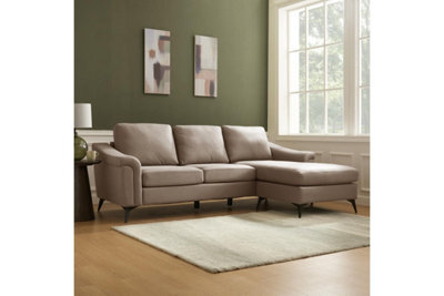 Home Detail Emma 3 Seater Sofa With Chaise, Brown Air Leather - image 1