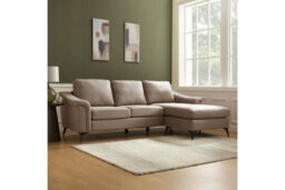 Home Detail Emma 3 Seater Sofa With Chaise, Brown Air Leather - thumbnail 1
