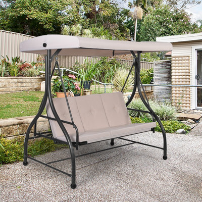 Costway Garden Patio Swing Chair 3 Seater Hammock Bench Convertible Canopy Cushion Seats - image 1