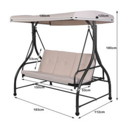 Costway Garden Patio Swing Chair 3 Seater Hammock Bench Convertible Canopy Cushion Seats - thumbnail 3