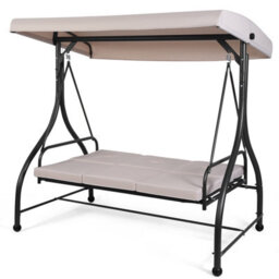 Costway Garden Patio Swing Chair 3 Seater Hammock Bench Convertible Canopy Cushion Seats - thumbnail 2