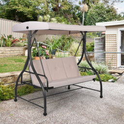 Costway Garden Patio Swing Chair 3 Seater Hammock Bench Convertible Canopy Cushion Seats - thumbnail 1