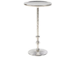 Wyld And Coco Novaline Silver Metal Round Side Table 32Cm Geometric End Table - thumbnail 1