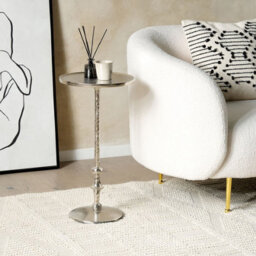 Wyld And Coco Novaline Silver Metal Round Side Table 32Cm Geometric End Table - thumbnail 2