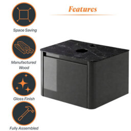 Plum&clay Mayfair Gloss Dark Grey Wall Hung Bathroom Vanity Unit With Black Slate Countertop (W)750mm (H)406mm - thumbnail 6