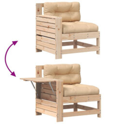 Berkfield Garden Armrest Sofa With Cushion Solid Wood Pine - thumbnail 7