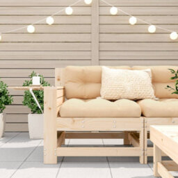 Berkfield Garden Armrest Sofa With Cushion Solid Wood Pine - thumbnail 3