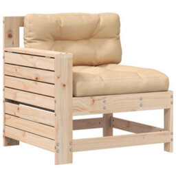 Berkfield Garden Armrest Sofa With Cushion Solid Wood Pine - thumbnail 2